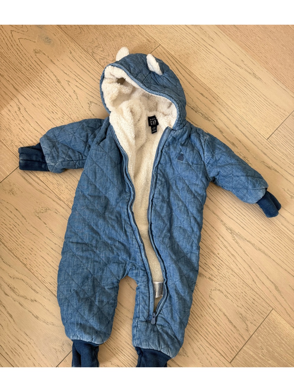 GAP Blue Quilted Fleece-Lined Kids One-Piece Footie